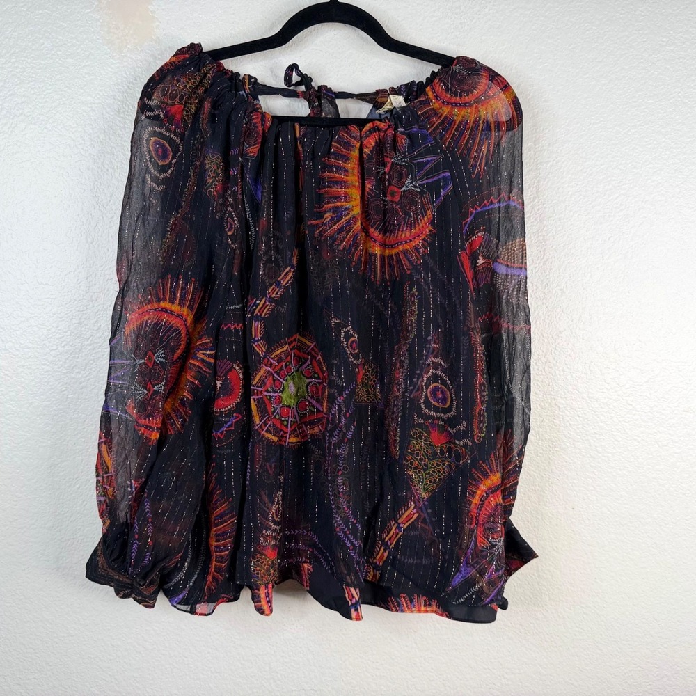 Marie Oliver Women's Top Multicolor Size XL Silk Artsy Colorful Eclectic